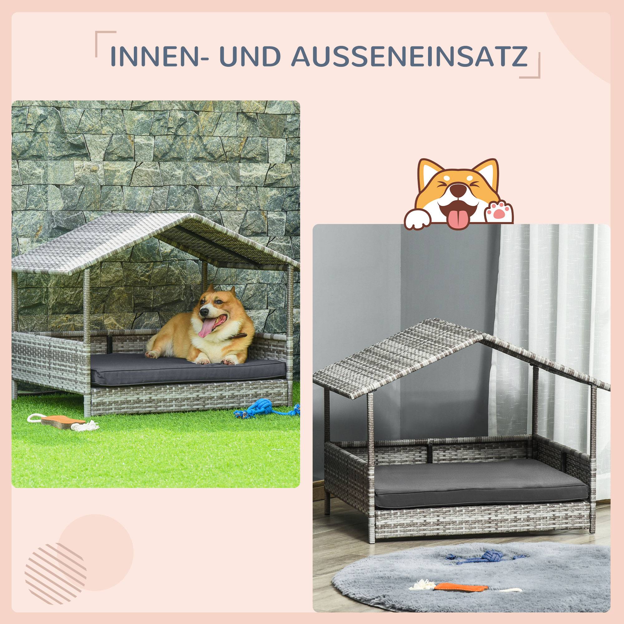 Maison pour chien résine tressée gris 98.00 x 69.00 x 73.00 cm - PANGIVO - Image 4