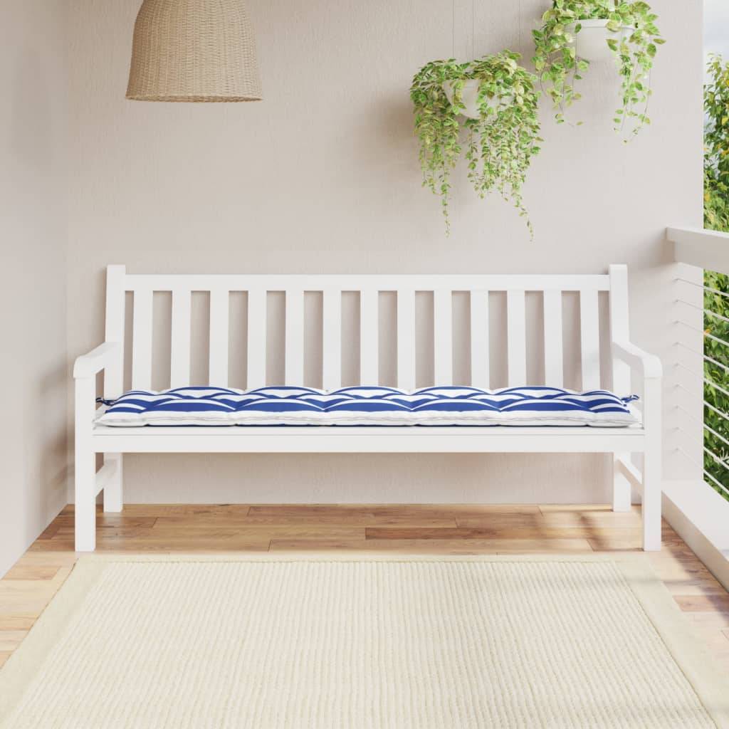 Coussin d'extérieur | Coussin de banc de jardin rayures bleues et blanches 180x50x7cm Maison Chic - Image 2