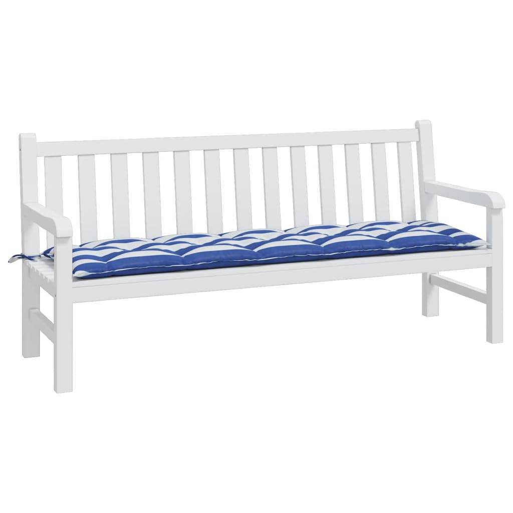 Coussin d'extérieur | Coussin de banc de jardin rayures bleues et blanches 180x50x7cm Maison Chic - Image 3