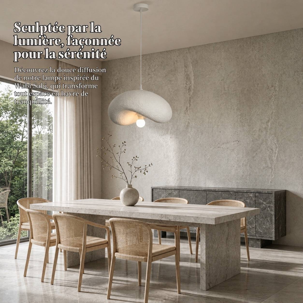 Suspension Plafonnier Moderne Nuage Style Wabi Sabi Blanc Chambre Salon - Image 4