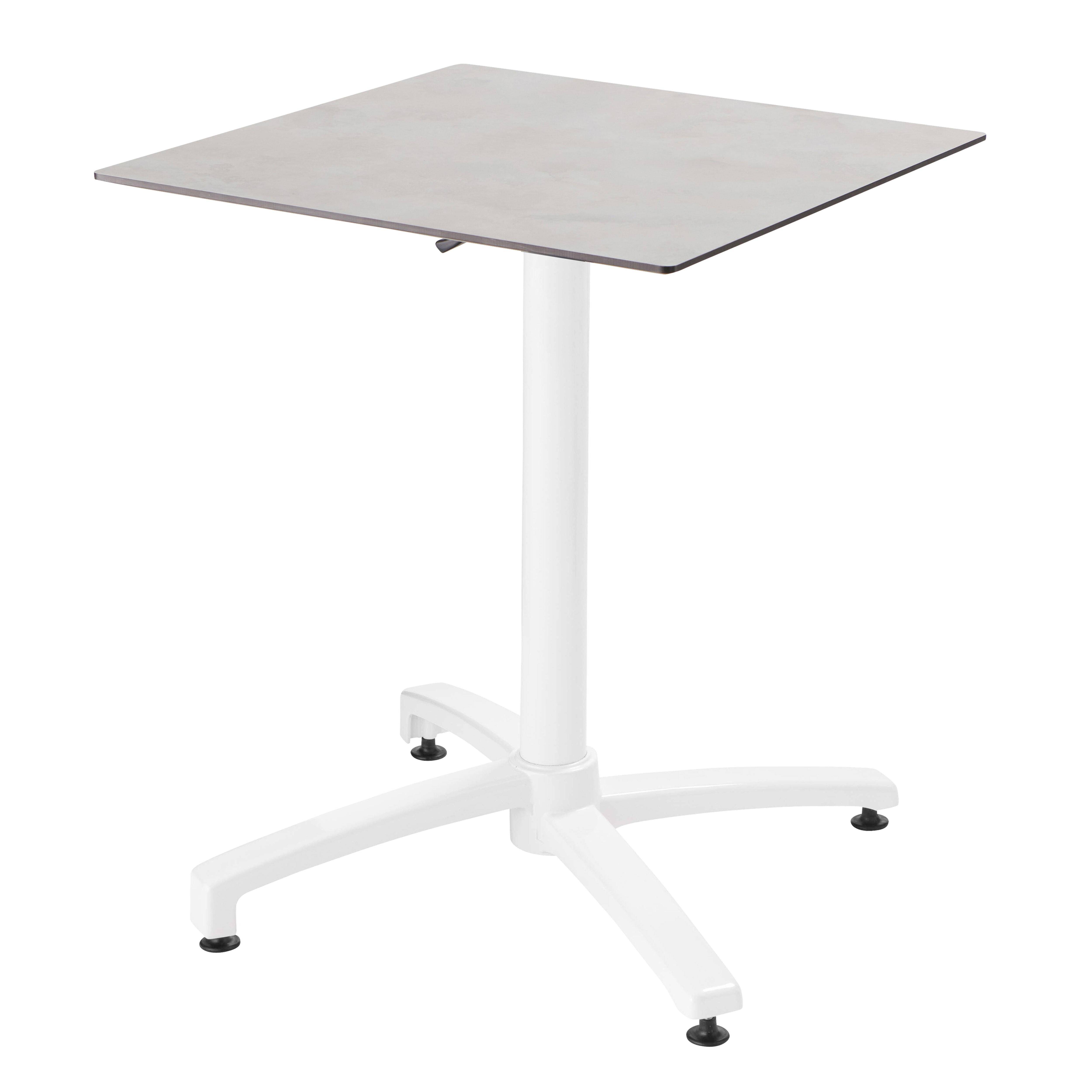 Oviala - Ensemble table 60 cm béton gris clair et 4 chaises en métal blanc - Oviala - Imagen 2