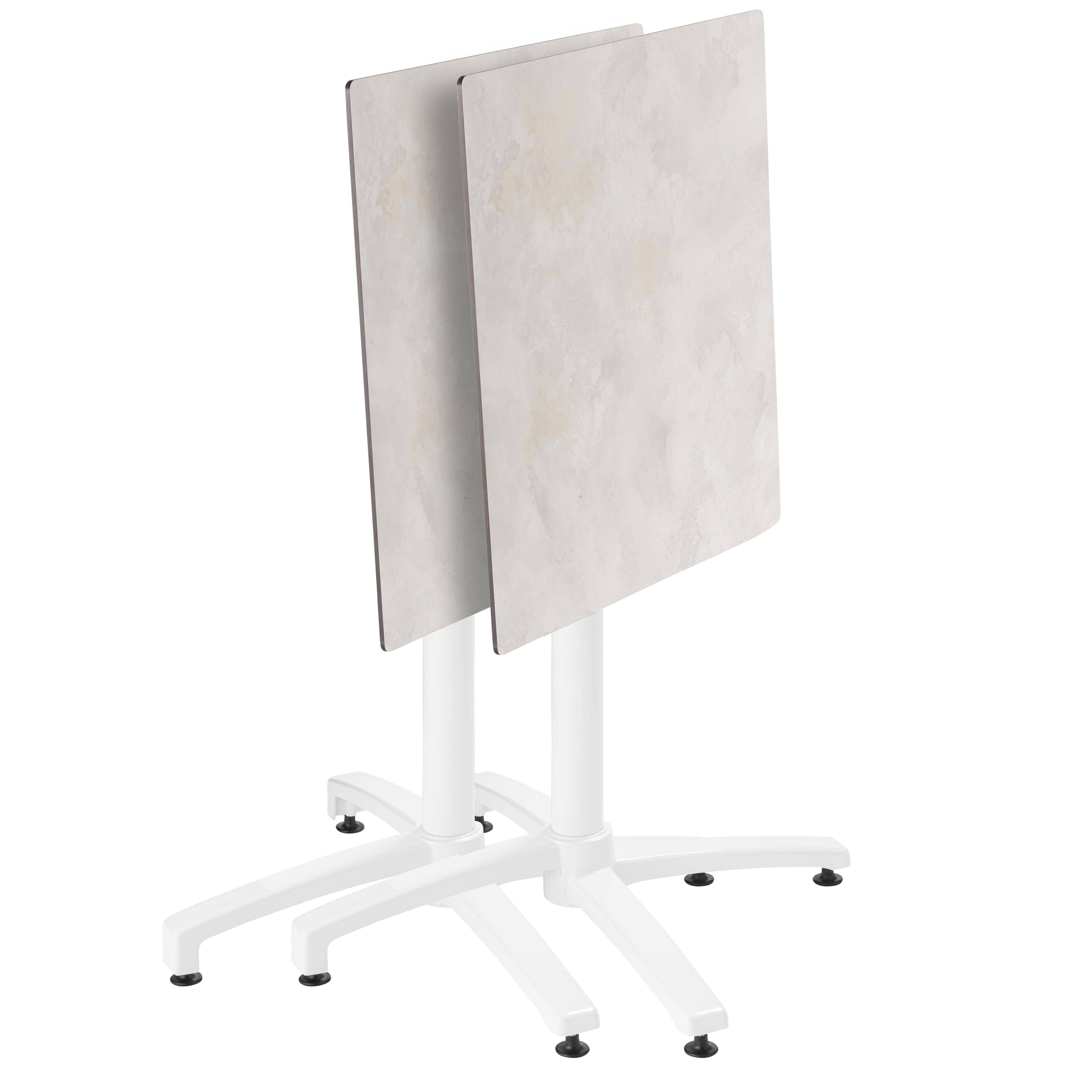Oviala - Ensemble table 60 cm béton gris clair et 4 chaises en métal blanc - Oviala - Imagen 3