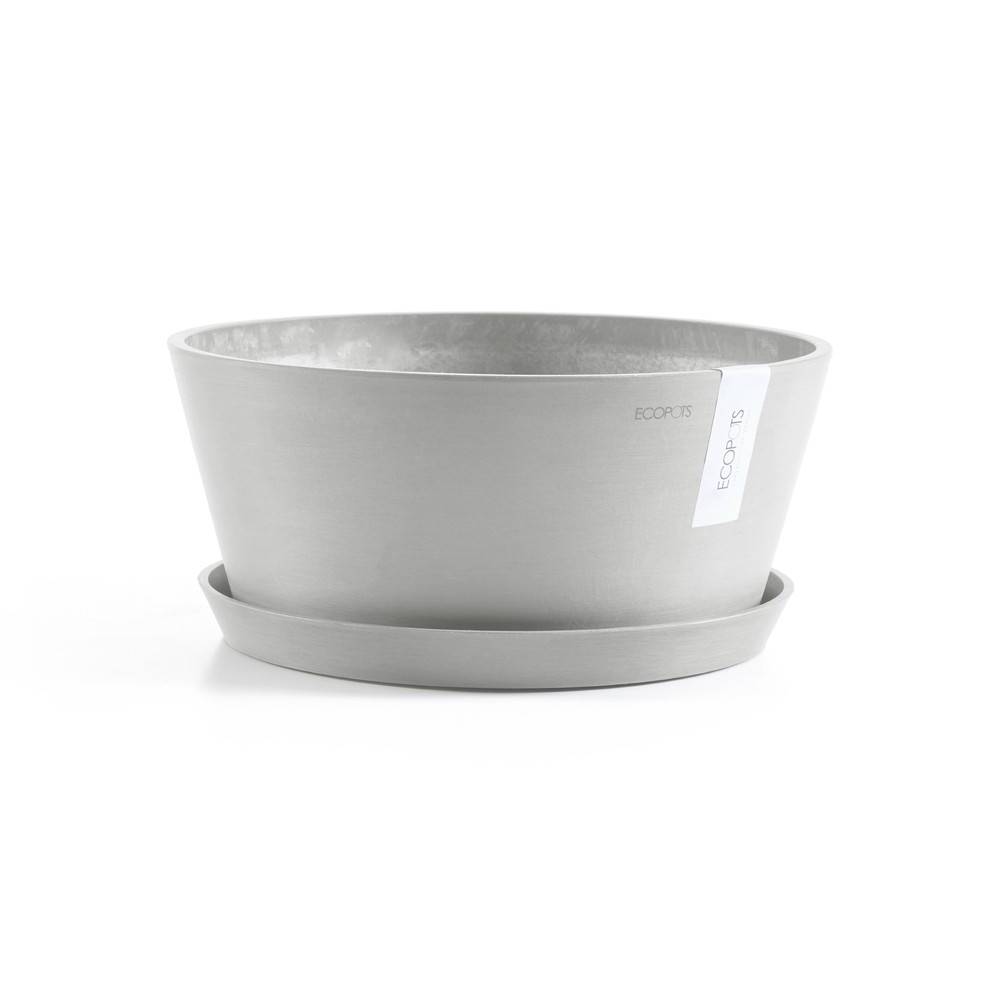 Ecopots - Pot Rond Frankfurt 40 Blanc Gris - Ø 41 x H. 18 cm - 16,4 L ECOPOTS - Imagen 5