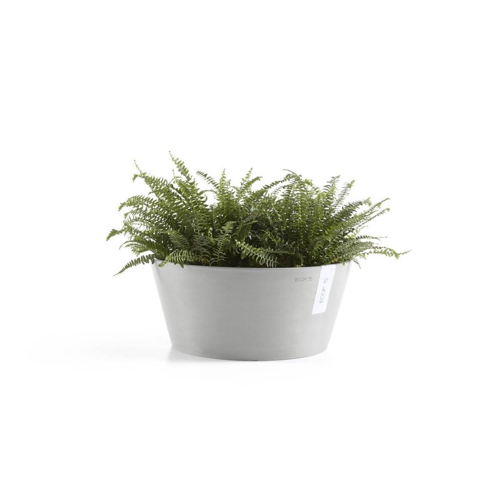 Ecopots - Pot Rond Frankfurt 40 Blanc Gris - Ø 41 x H. 18 cm - 16,4 L ECOPOTS - Imagen 1
