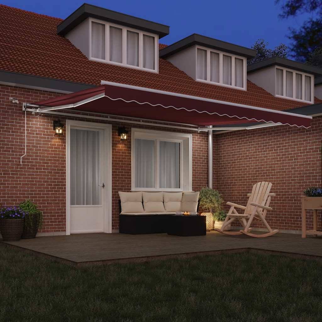 Auvent motorisé aluminium extérieur protection UV capteur vent LED 4,5x3m bordeaux - ComfortXL Outdoor Living - Image 3