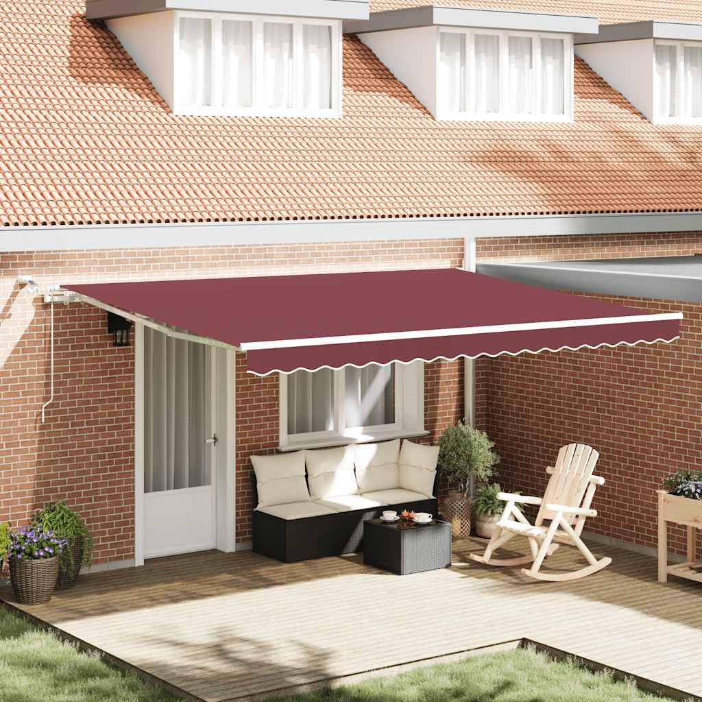 Auvent motorisé aluminium extérieur protection UV capteur vent LED 4,5x3m bordeaux - ComfortXL Outdoor Living - Image 1