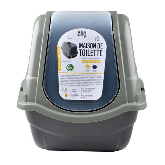 Love Story - Litière pour Chat "Toilette" 57cm Vert & Anthracite - Image 4