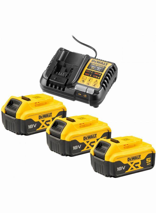Pack énergie DEWALT XR - 3 batteries 18V 5.0Ah + Chargeur universel 12V/18V - DCB1104P3-QW - Image 1