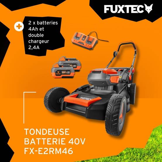FUXTEC - Tondeuse à gazon autotractée sur batterie FUXTEC FX-E2RM46 – 40V (2x20V), coupe 46 cm, mulching & éjection latérale – FUXTEC - Image 2