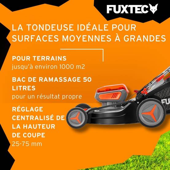 FUXTEC - Tondeuse à gazon autotractée sur batterie FUXTEC FX-E2RM46 – 40V (2x20V), coupe 46 cm, mulching & éjection latérale – FUXTEC - Image 5