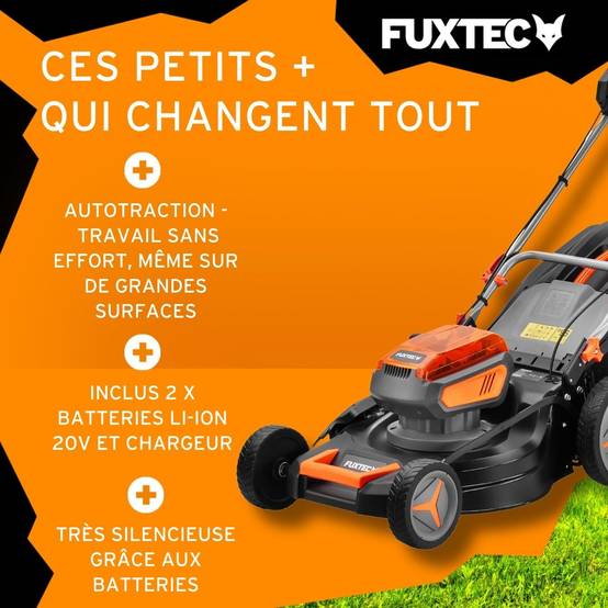 FUXTEC - Tondeuse à gazon autotractée sur batterie FUXTEC FX-E2RM46 – 40V (2x20V), coupe 46 cm, mulching & éjection latérale – FUXTEC - Image 4
