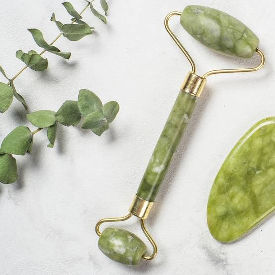 Set de 2 Jade Roller Vert - Masseur Visage – Rouleau de Jade Naturel + Housse – Anti-Age -Rides et ridules -Routine Beauté - Sun&Sia - Image 5