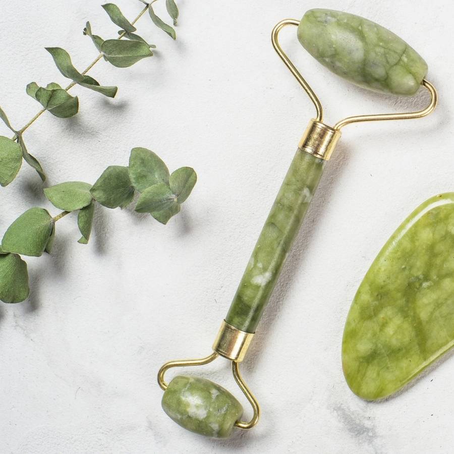 Set de 2 Jade Roller Vert - Masseur Visage – Rouleau de Jade Naturel + Housse – Anti-Age -Rides et ridules -Routine Beauté - Sun&Sia - Image 5