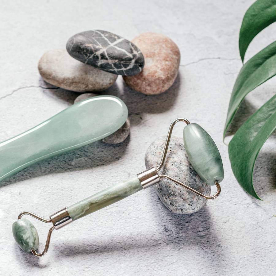 Set de 2 Jade Roller Vert - Masseur Visage – Rouleau de Jade Naturel + Housse – Anti-Age -Rides et ridules -Routine Beauté - Sun&Sia - Image 6