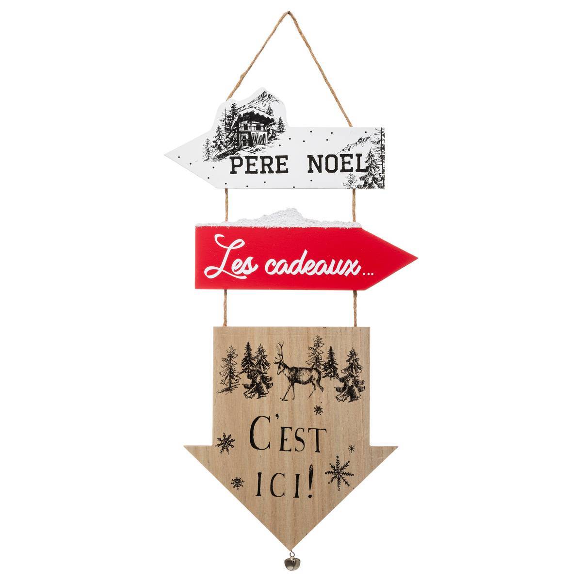 Fééric Lights & Christmas - Pancarte Bois 3 Flèches H 51 cm - Feeric Lights & Christmas
