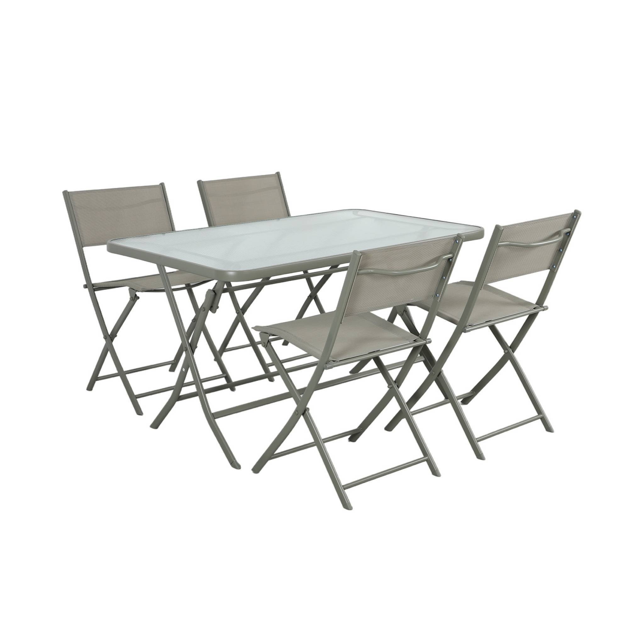 Table de jardin pliante acier + 4 assises textilène kaki - Ancona | sweeek - Image 2