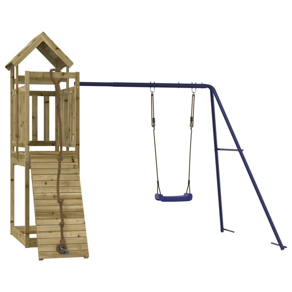 Helloshop26 - Aire de jeux d'extérieur balançoires toboggan portiques robuste jeux jardin 243 x 186 x 214 cm bois de pin imprégné - Imagen 2
