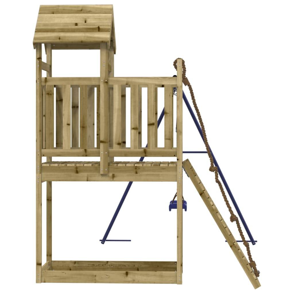 Helloshop26 - Aire de jeux d'extérieur balançoires toboggan portiques robuste jeux jardin 243 x 186 x 214 cm bois de pin imprégné - Imagen 4