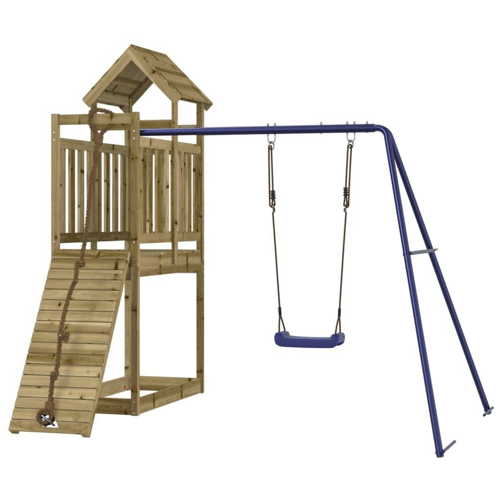 Helloshop26 - Aire de jeux d'extérieur balançoires toboggan portiques robuste jeux jardin 243 x 186 x 214 cm bois de pin imprégné - Imagen 1
