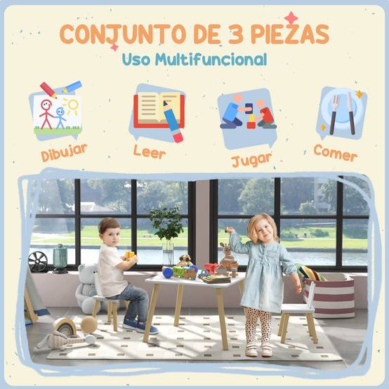 Table enfant avec chaises dossier oreilles lapin, pour crèche salle de jeu, blanc - Image 7
