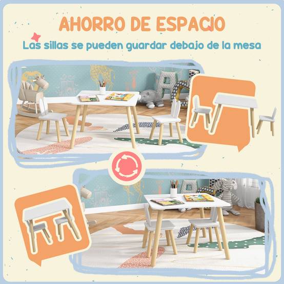 Table enfant avec chaises dossier oreilles lapin, pour crèche salle de jeu, blanc - Image 8