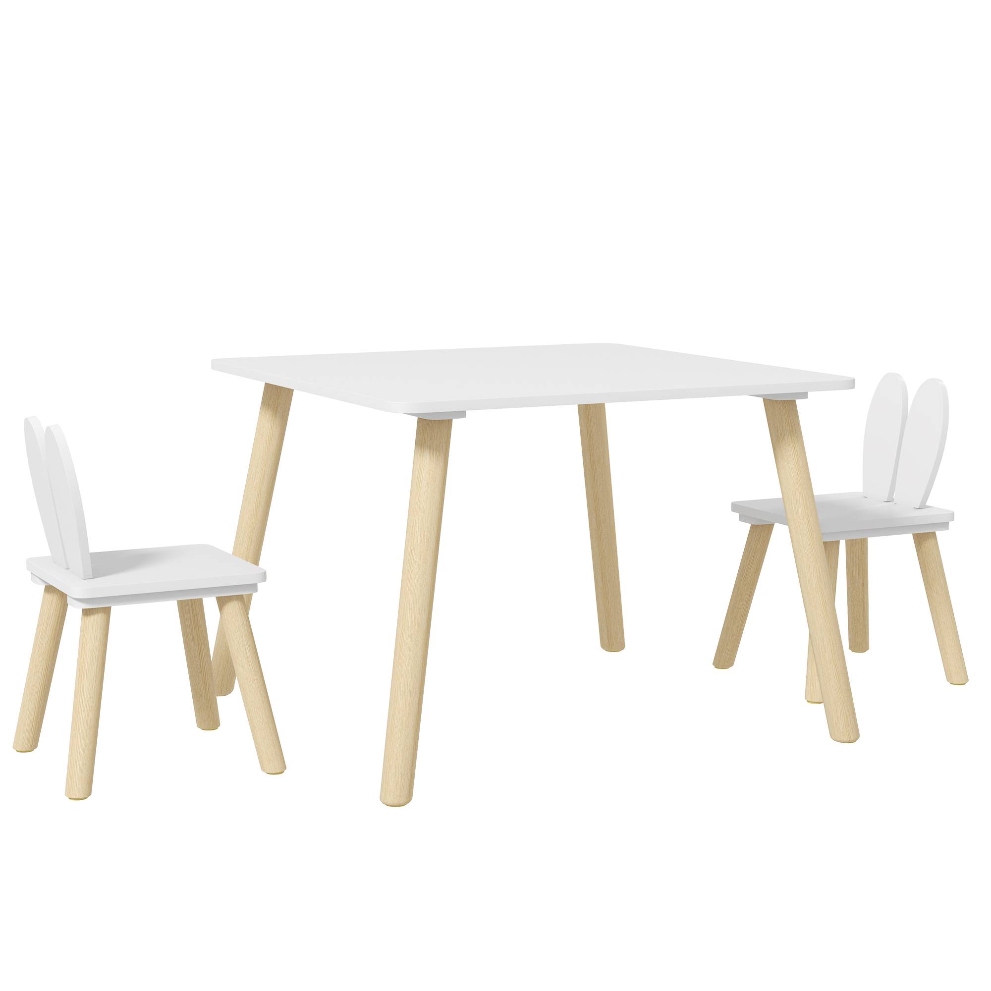 Table enfant avec chaises dossier oreilles lapin, pour crèche salle de jeu, blanc - Image 1