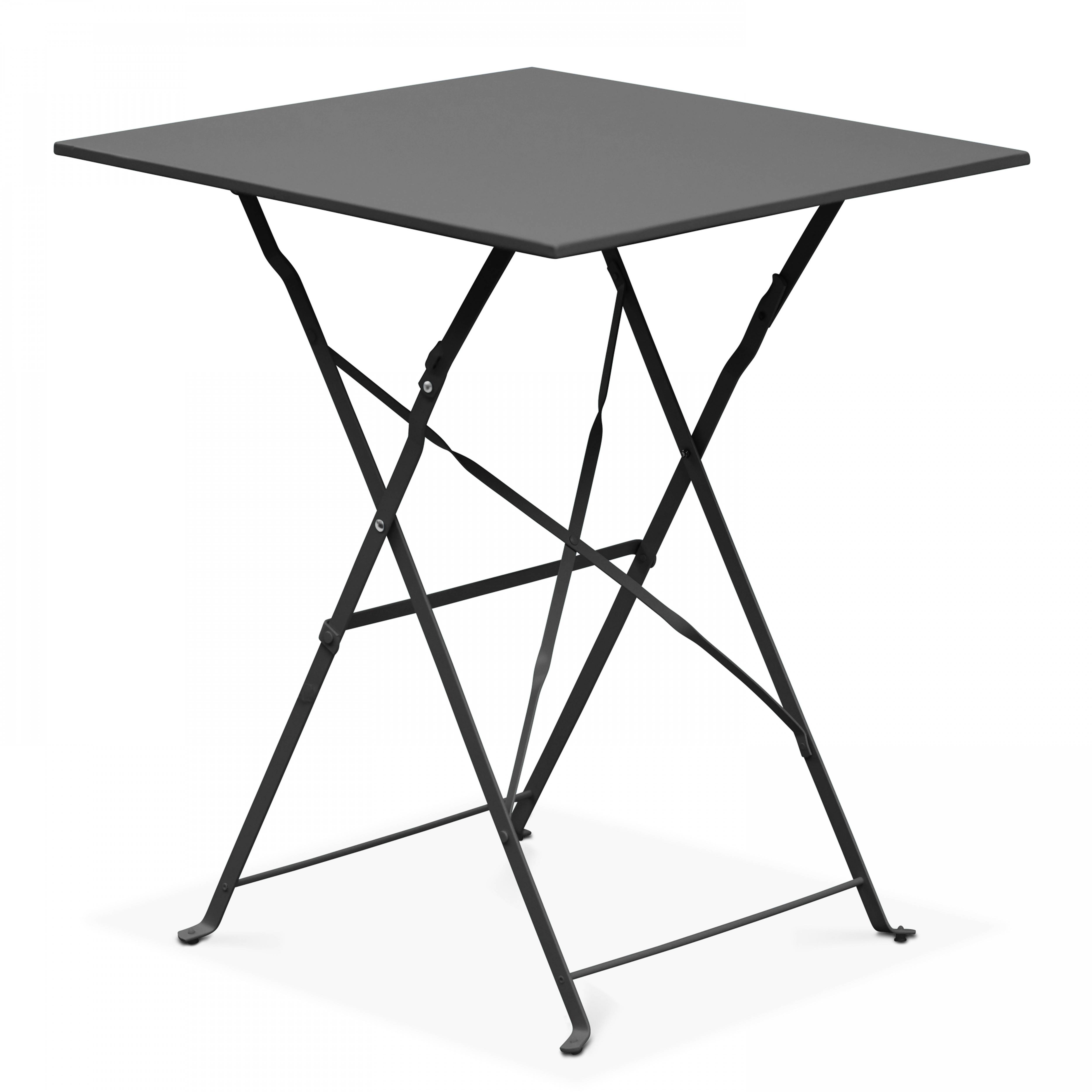 Oviala - Table de jardin pliante bistrot en acier gris Rome - Oviala - Imagen 1
