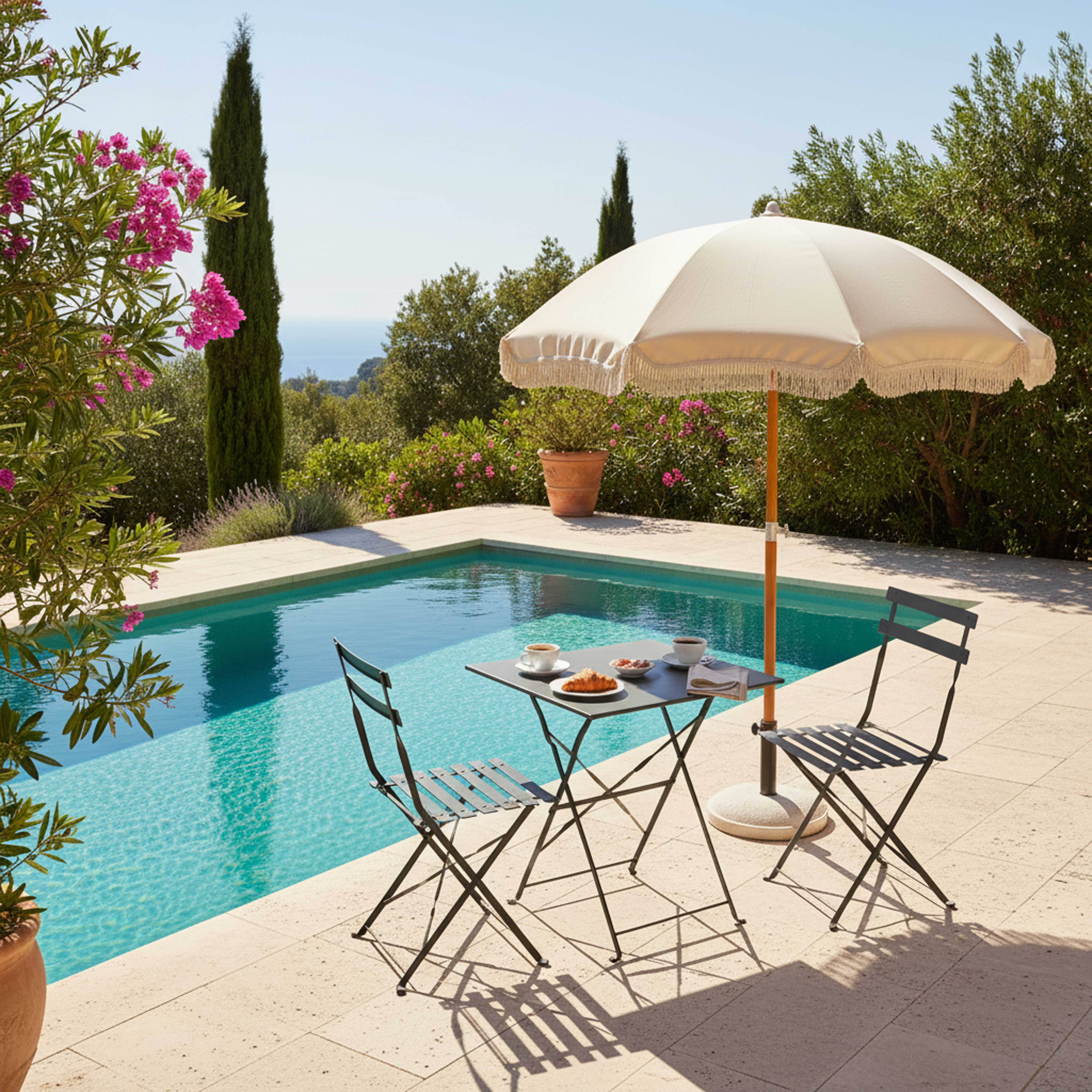 Oviala - Table de jardin pliante bistrot en acier gris Rome - Oviala - Imagen 4