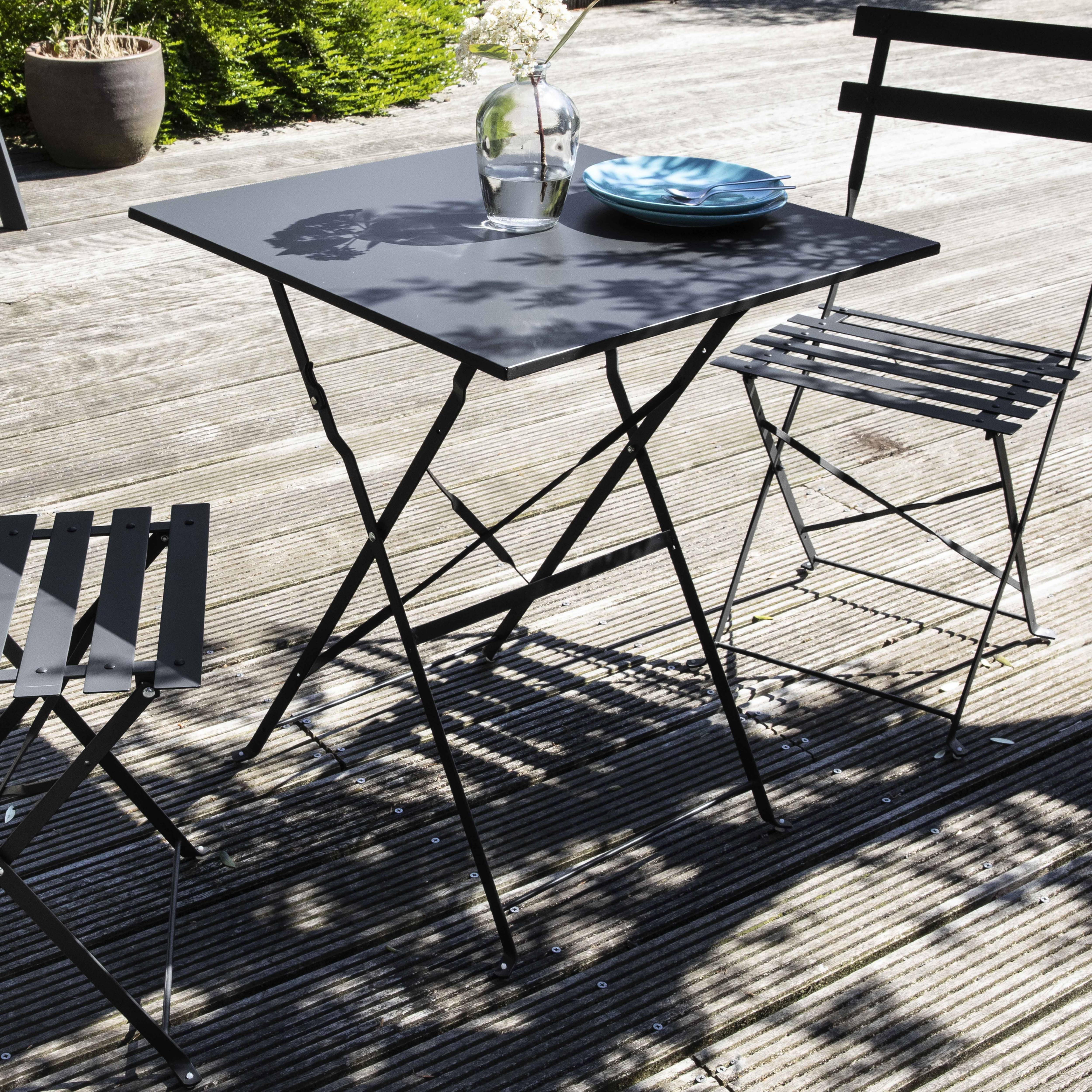 Oviala - Table de jardin pliante bistrot en acier gris Rome - Oviala - Imagen 5