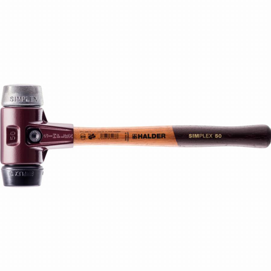 Maillet HALDER SIMPLEX Caoutchouc chargé / métal doux avec boîtier en fonte malléable et manche en bois - D=50 mm - 3029.050