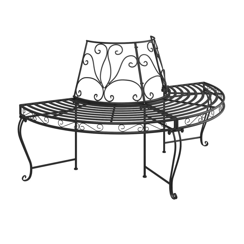 Vidaxl - Banc demi-circulaire tour d'arbre Ø160 cm Noir Acier vidaXL 318824 - Image 2