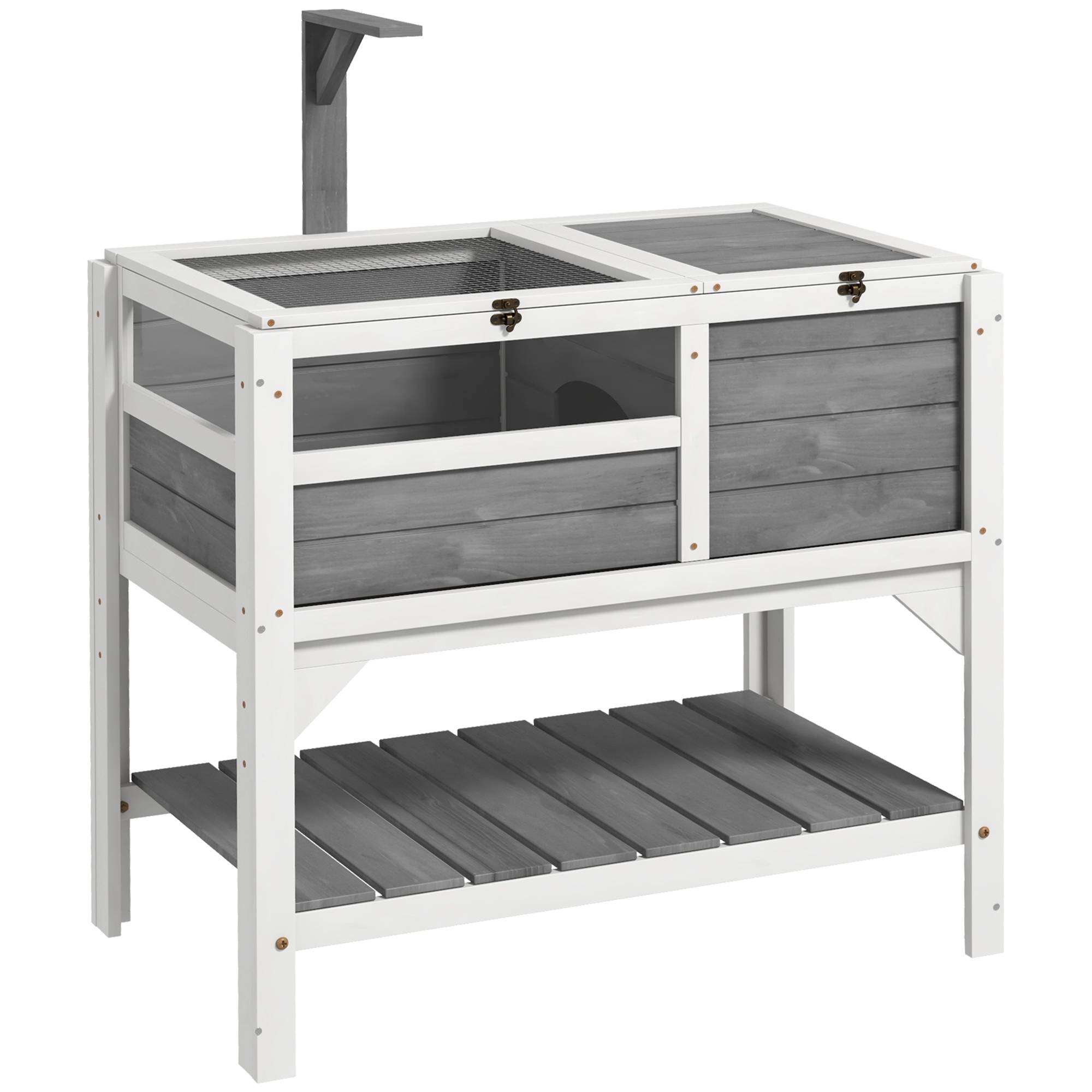 Maison tortue terrestre sapin gris, 2 couvercles ouvrables, 2 espaces - Image 8