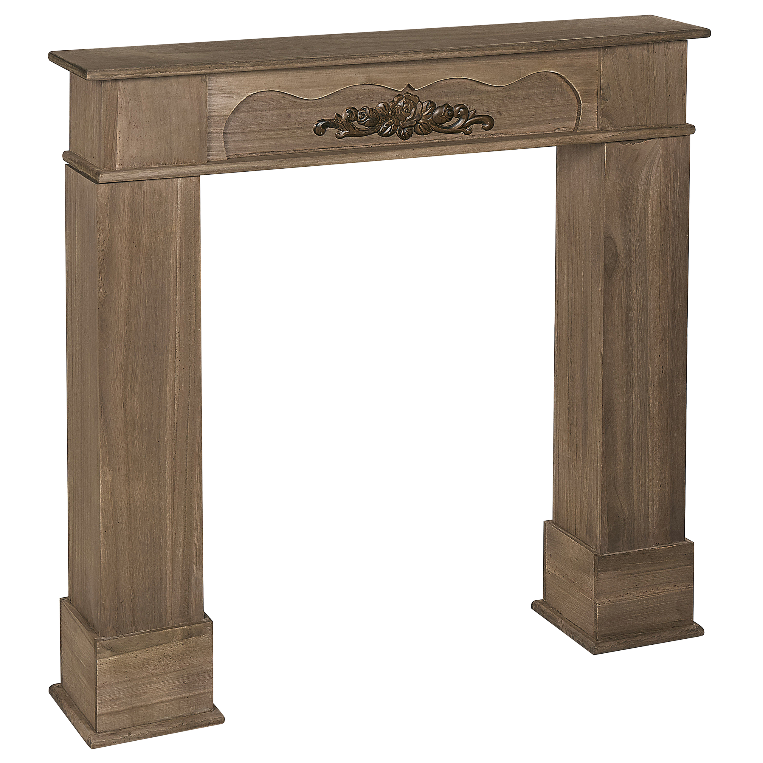 Beliani - Revêtement de Cheminée Bois Paulownia Foncé 104 x 18 x 98 cm Cadre Contour de Cheminée avec Ornements Classique Traditionnel Salon - Imagen 4