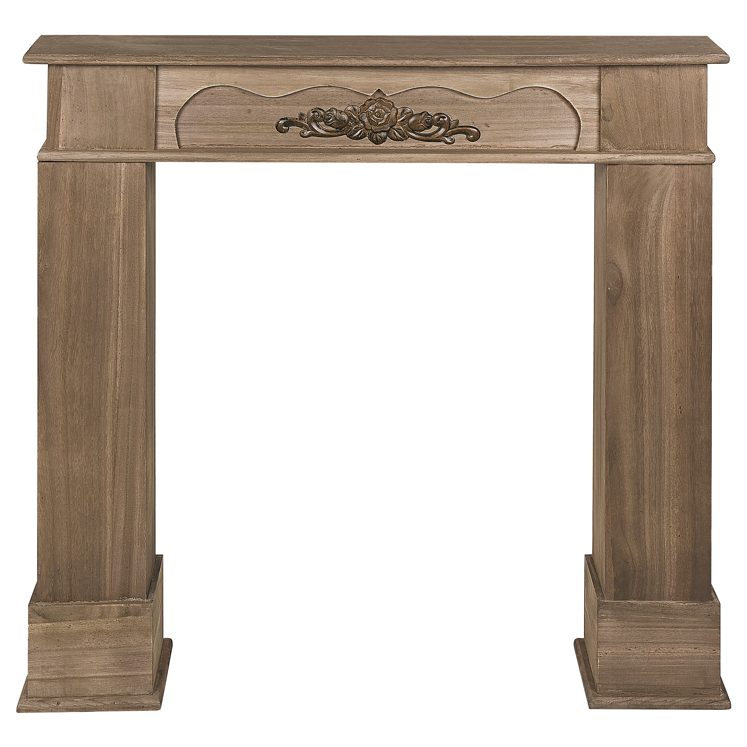 Beliani - Revêtement de Cheminée Bois Paulownia Foncé 104 x 18 x 98 cm Cadre Contour de Cheminée avec Ornements Classique Traditionnel Salon - Imagen 1
