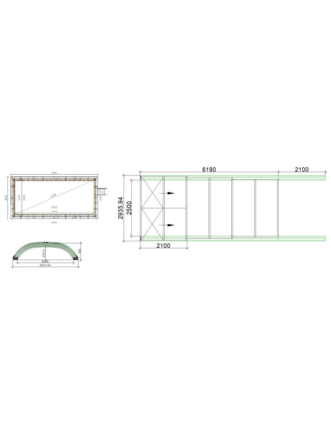 Altanka - Abri de piscine Skyline pour les modèles 6,20x3 m - BAS87, BAS787 - polycarbonate massif 3 mm - Couleur Ral7016 Graphite - ECO314 - Imagen 2