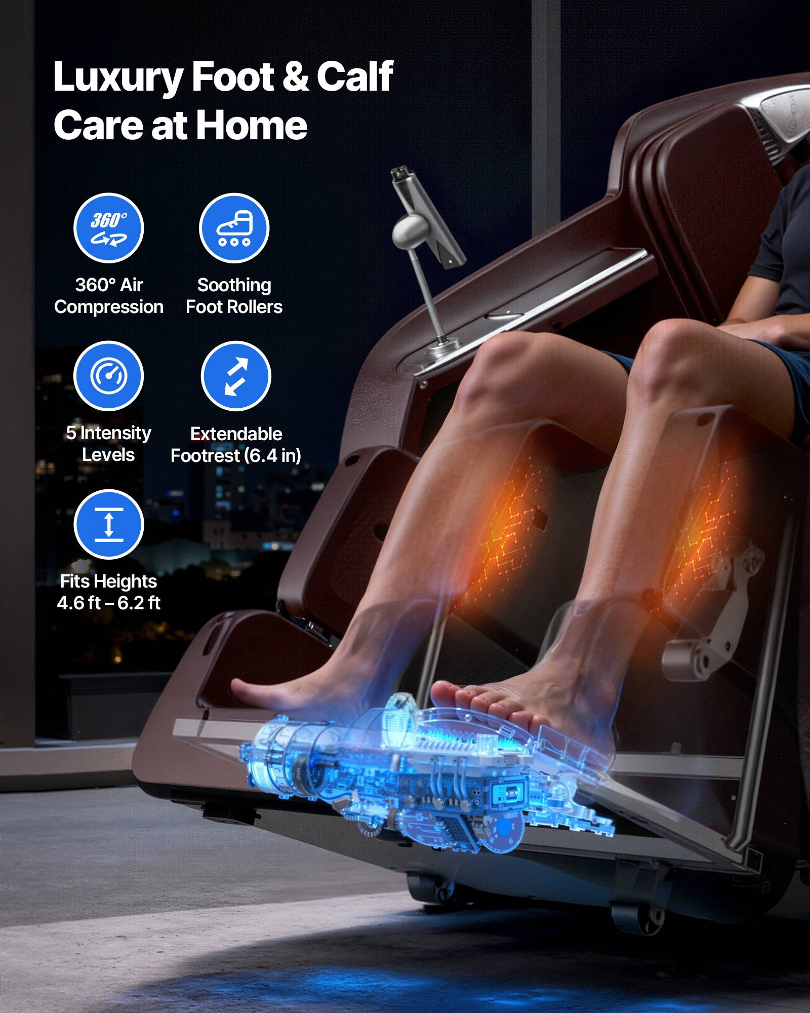 Vevor - VEVOR Fauteuil massage rail SL, relaxation 4D inclinable, zéro gravité, mode yoga, voix IA. - Image 7