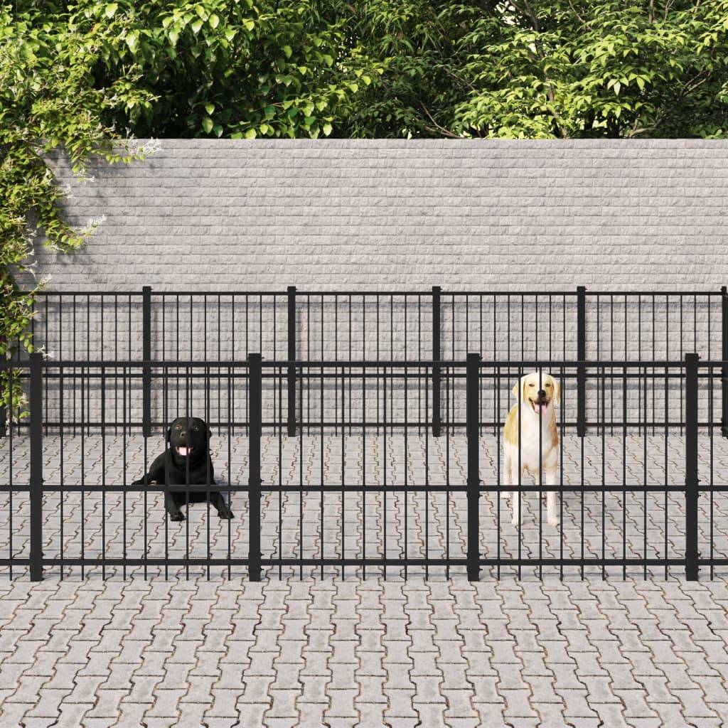 Vidaxl - Chenil d'extérieur pour chiens Acier 22,58 m² vidaXL 3124628 - Imagen 1