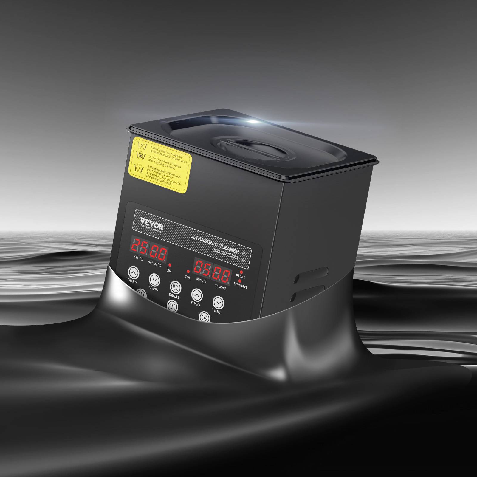 VEVOR Nettoyeur ultrasons numérique 2L, 60W, mode doux/dégazage, chauffage/minuterie, pour prothèses, bijoux, outils. - Image 8