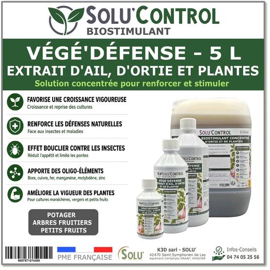 Tout pour les nuisibles - Biostimulant Concentré à l'Extrait d'Ail, d'Ortie et de Plantes Solu'Control Vége'Défense – 250 ml – Renforce les Défenses Naturelles des Plantes - Image 8
