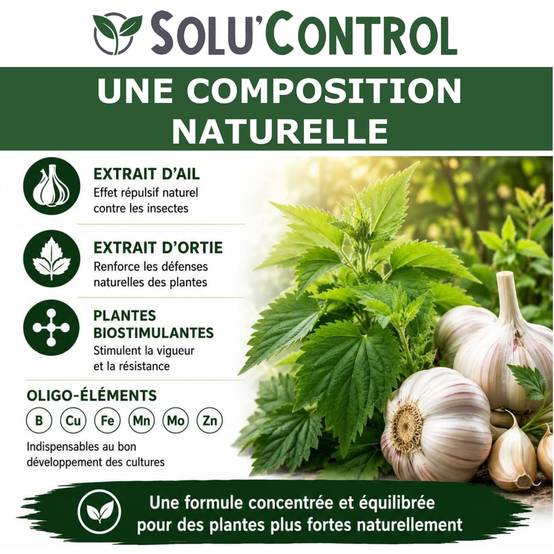 Tout pour les nuisibles - Biostimulant Concentré à l'Extrait d'Ail, d'Ortie et de Plantes Solu'Control Vége'Défense – 250 ml – Renforce les Défenses Naturelles des Plantes - Image 2
