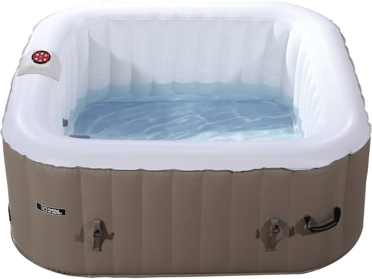Spa Gonflable Carré En Pvc "monac" - 4 Places - Taupe -habitat Et Jardin - Image 1
