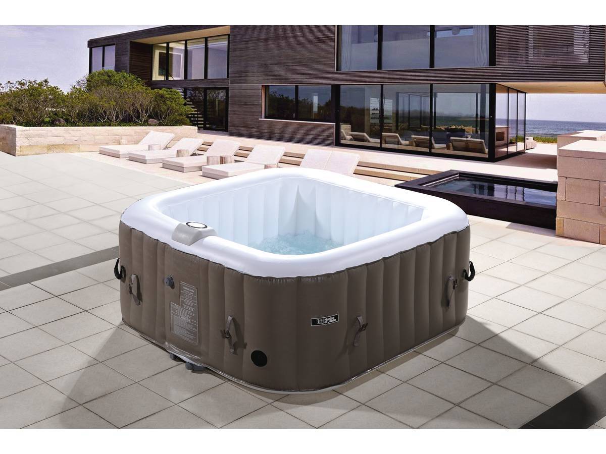 Spa Gonflable Carré En Pvc "monac" - 4 Places - Taupe -habitat Et Jardin - Image 2