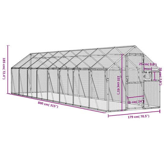 Grande Cage Aluminium Géante Élevage Anthracite 179x800cm - ComfortXL Outdoor Living - Image 7