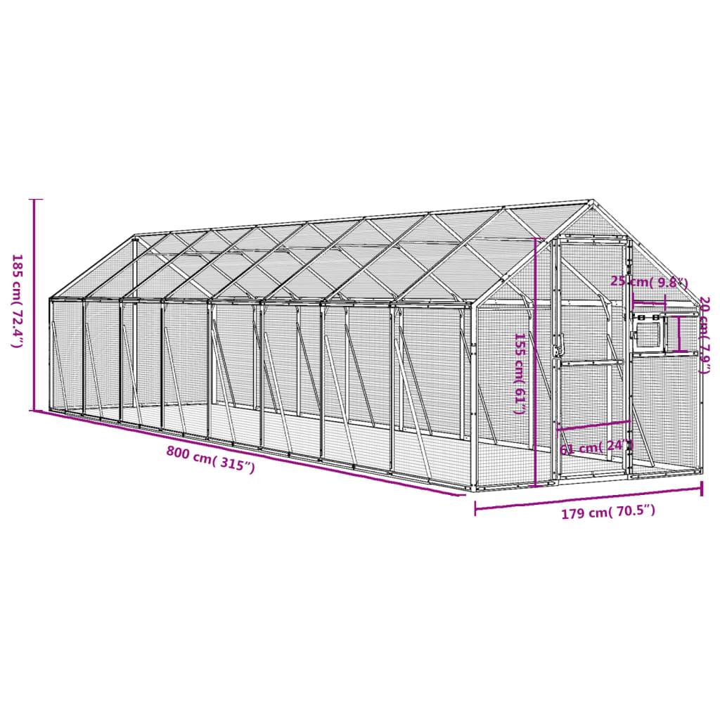 Grande Cage Aluminium Géante Élevage Anthracite 179x800cm - ComfortXL Outdoor Living - Image 7