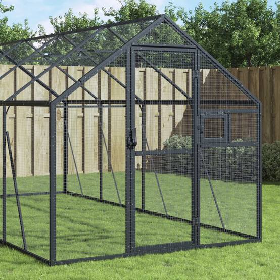 Grande Cage Aluminium Géante Élevage Anthracite 179x800cm - ComfortXL Outdoor Living - Image 1