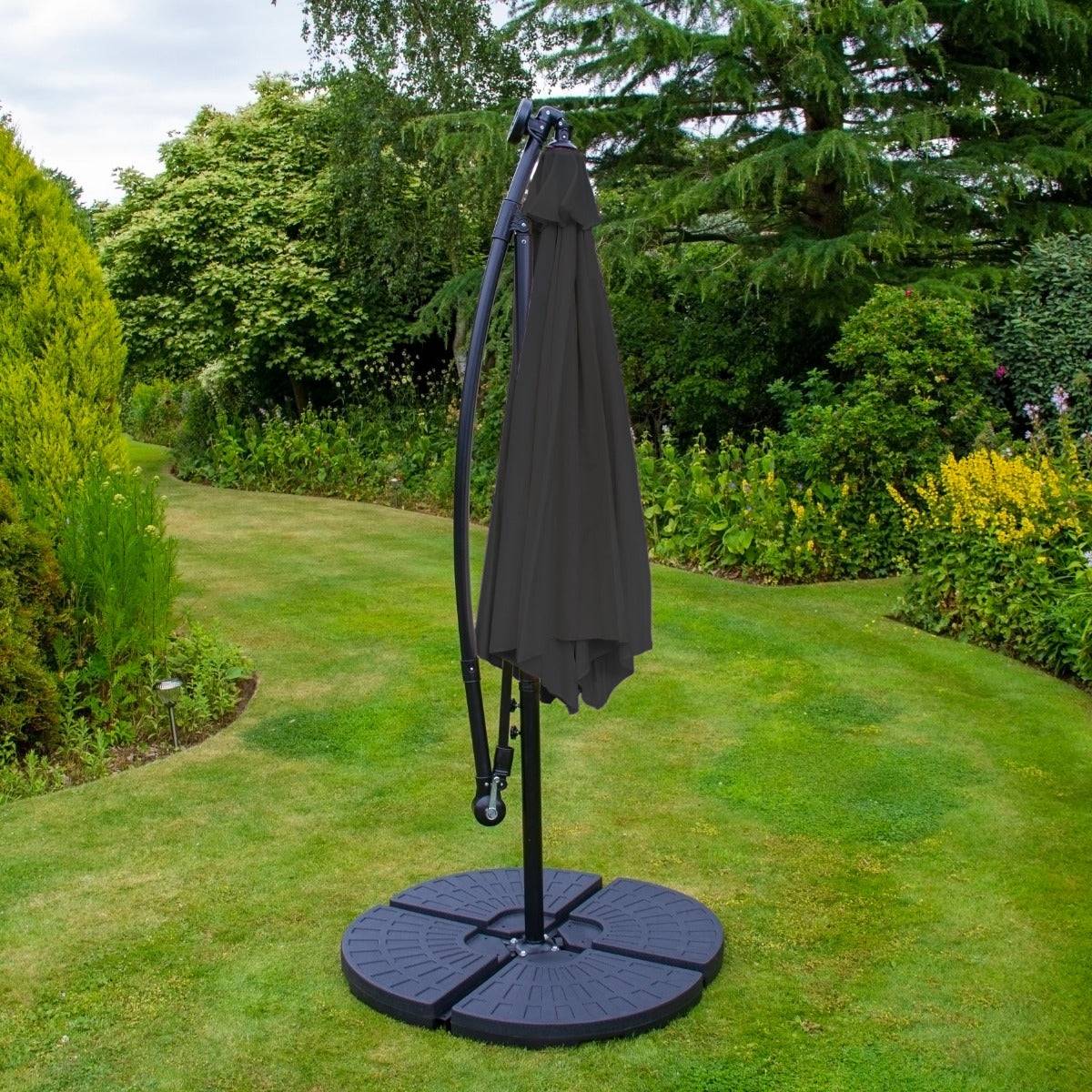 Monstershop - Parasol Gris 3m avec LED's Intégrés avec Base Ronde - Imagen 4
