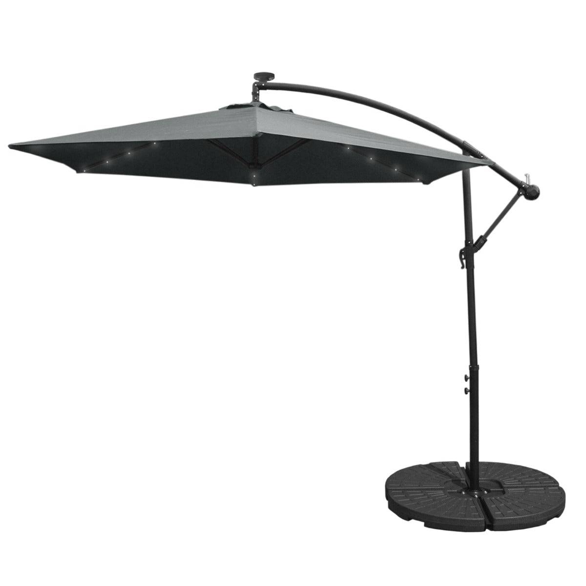 Monstershop - Parasol Gris 3m avec LED's Intégrés avec Base Ronde - Imagen 1