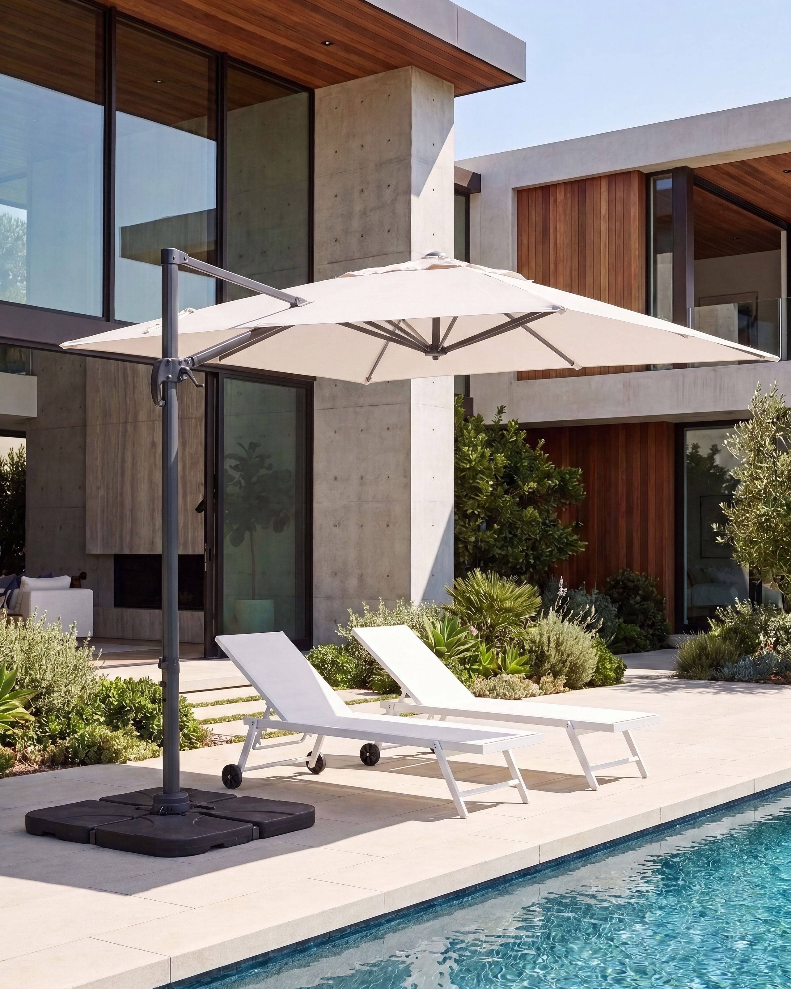 Beliani - Parasol déporté Tissu Beige clair MONZA - Beliani - Imagen 1