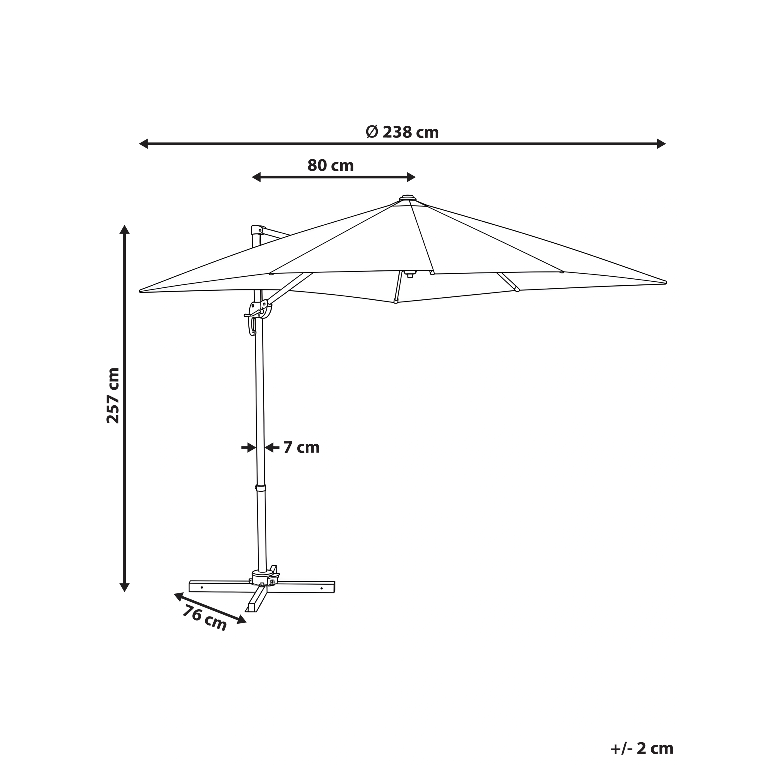 Beliani - Parasol déporté Tissu Beige clair MONZA - Beliani - Imagen 3