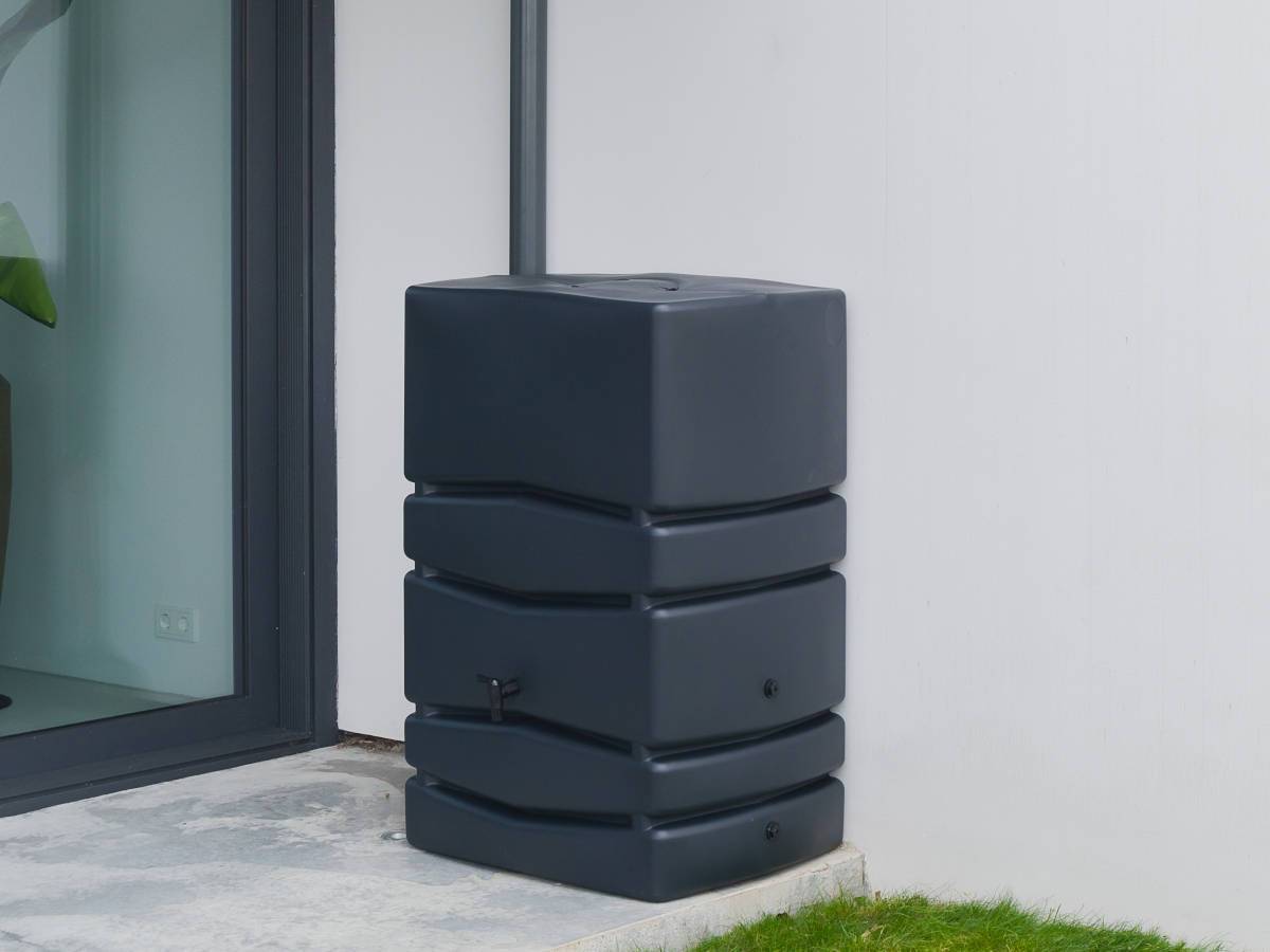 Nature - Récupérateur d'eau de pluie mural anthracite avec robinet 450 L - Nature - Image 1
